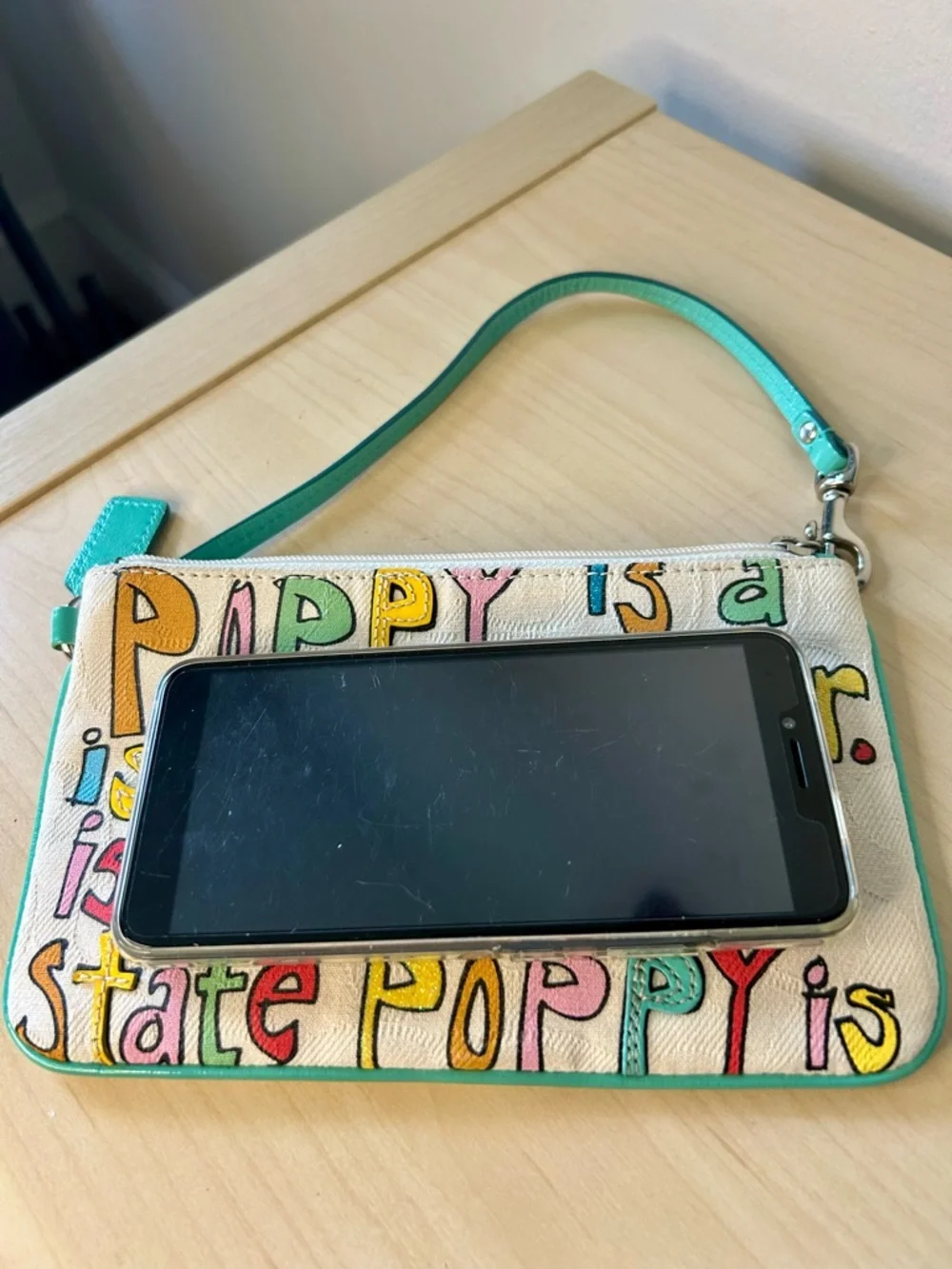 Coach Poppy Large Wristlet Poppy Is Love NWT - Picture 11 of 12